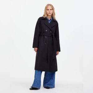 Madewell aside XS Black Double-Breasted Trench Coat NS389